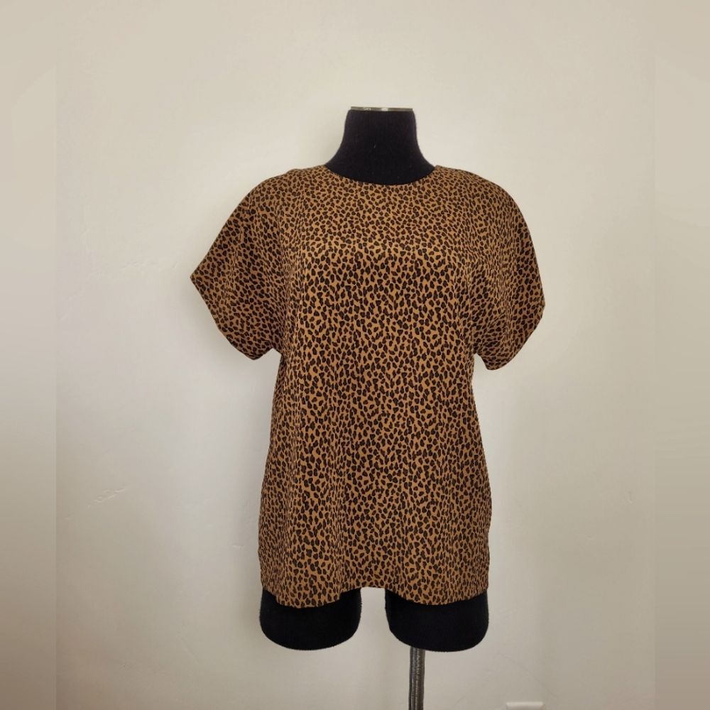 Vintage Requirements Animal Print Blouse Cheetah Size Medium Chic Career Office